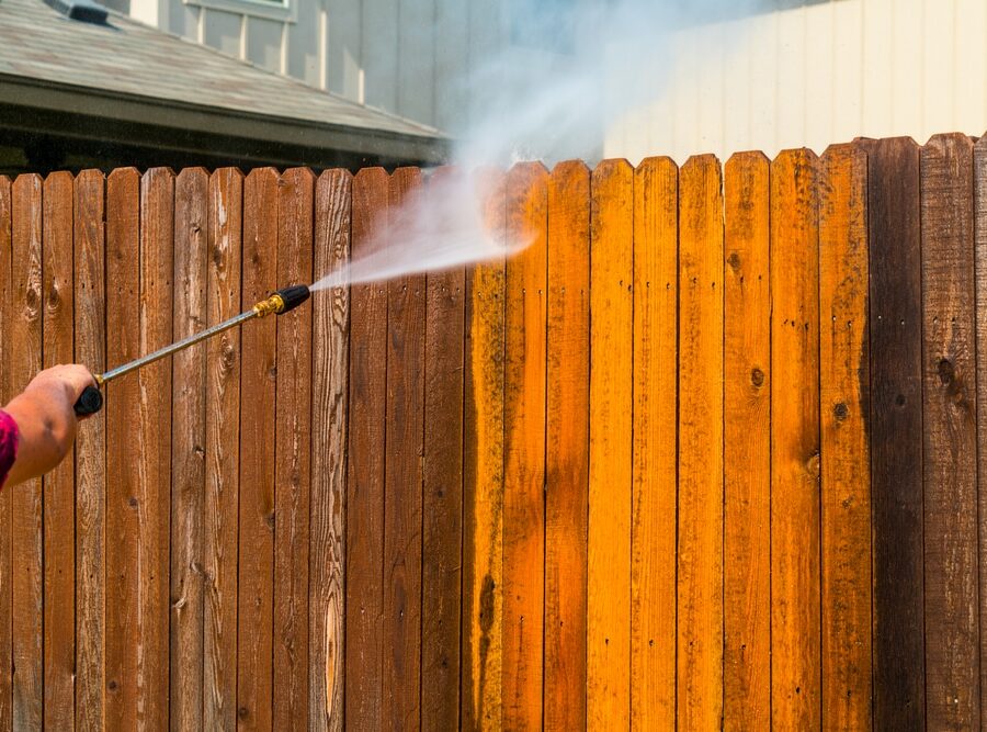 High,Pressure,Washing,The,Wooden,Fence,,,Old,Into,New