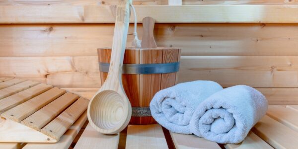 Detail,From,Buckets,And,White,Towels,In,A,Sauna,,Wellness